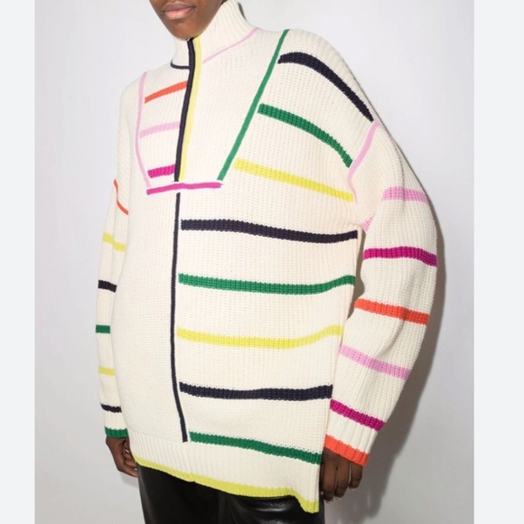NEW STAUD Hampton Sweater - Cream Rainbow Multi - Picture 5 of 13